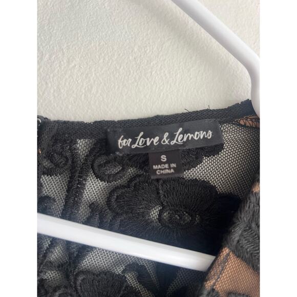 For Love and Lemons black lace dress plunge neck sheer small EUC - Picture 4 of 4